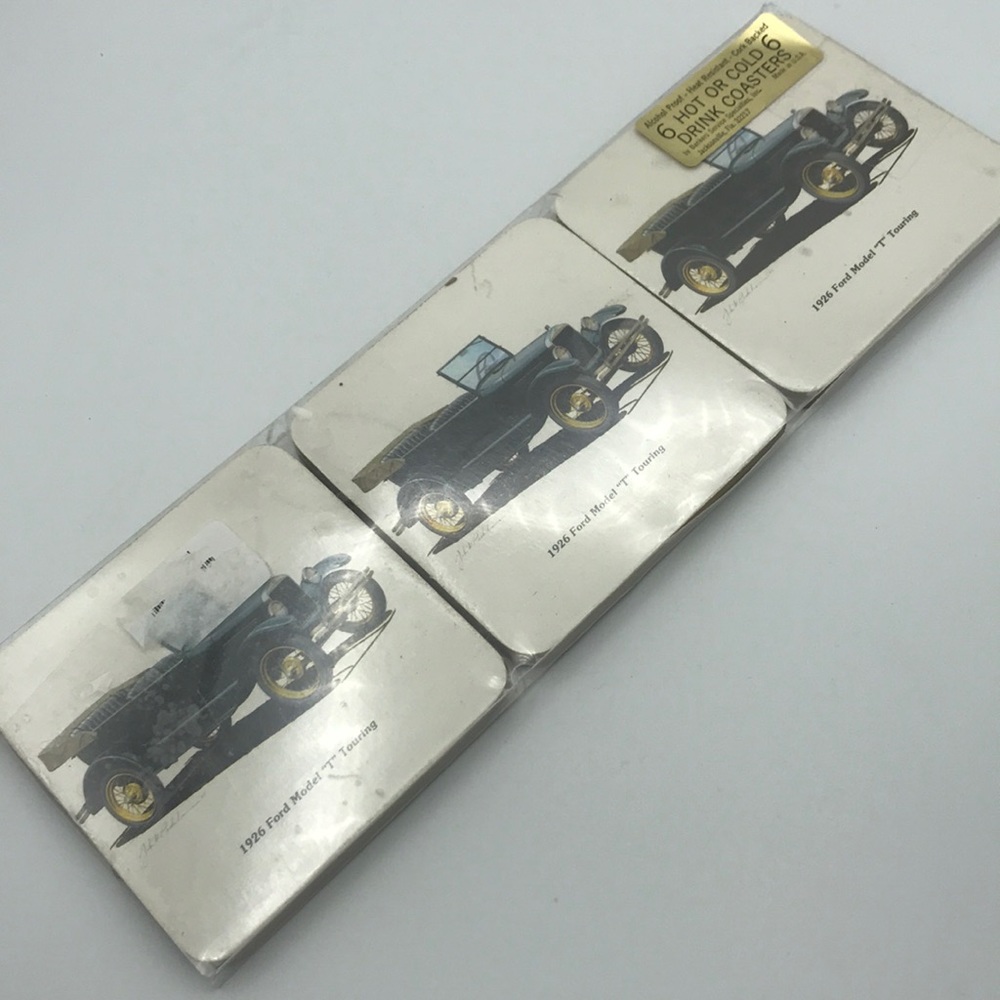 Vintage Set of 6 Vintage Car Coasters